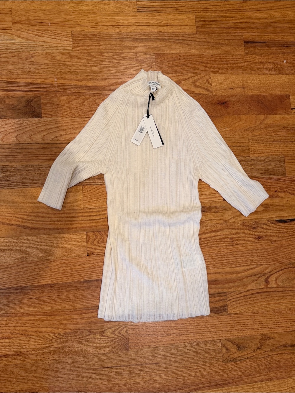 Banana Republic Cream Ribbed Midi Dress